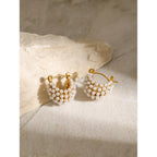 Fashion Hollowed-out Cabas Inlaid Rhinestone Earrings - Viexta