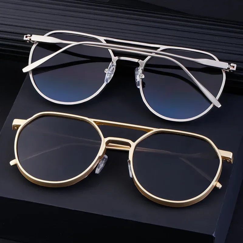 Metal Double Beam Vintage Sunglasses - Viexta