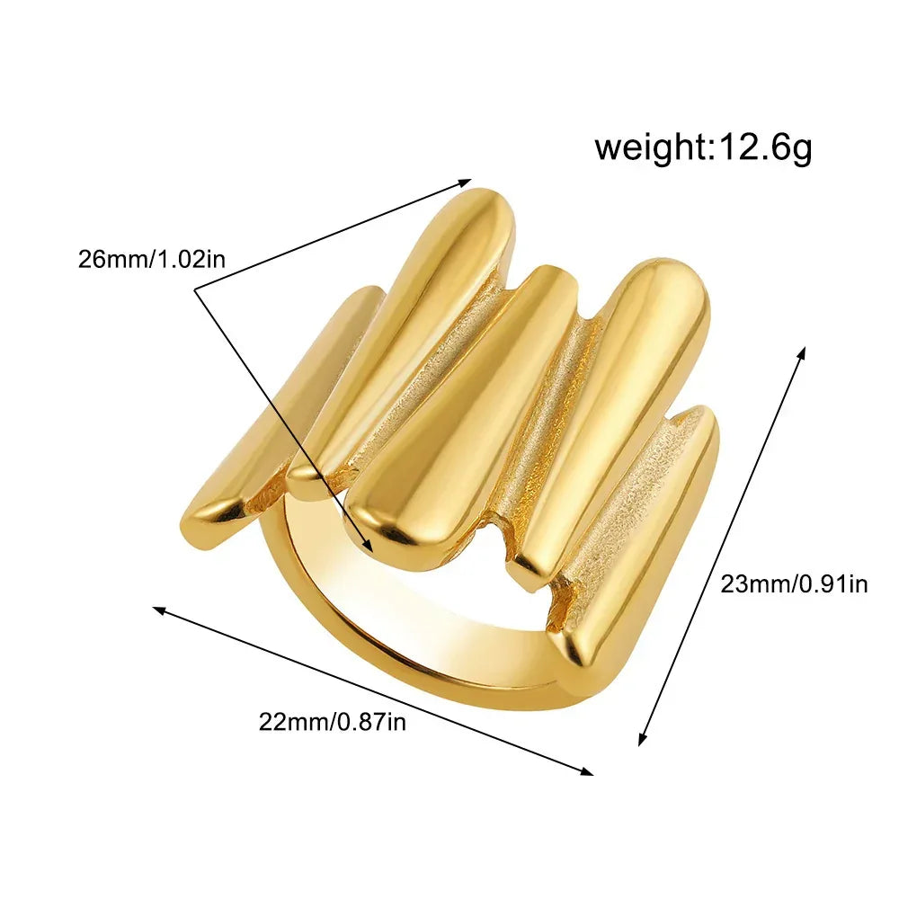 irregular-titanium-steel-ring-with-water-droplet-knot-opening - Viexta