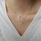 Shell Pearls Double-layer Titanium Steel Necklace - Viexta