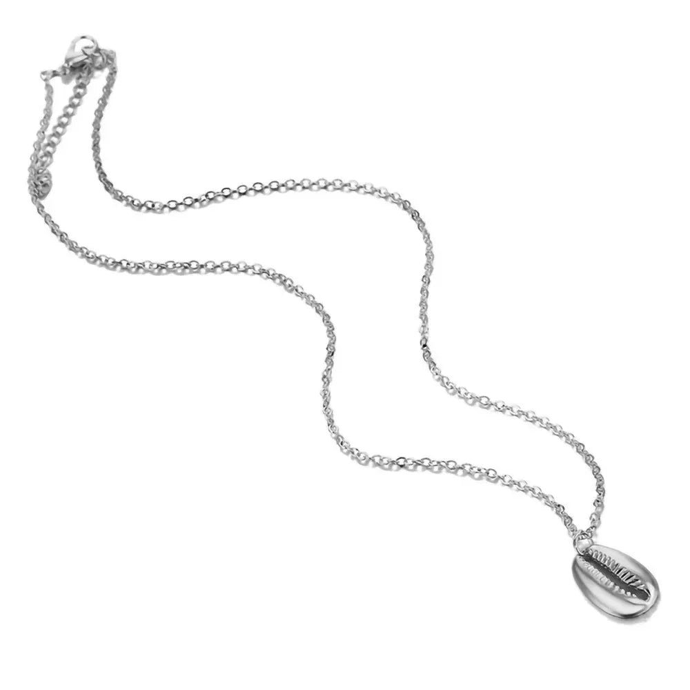 Women's Beach Shell Gold-plated Edge Pendant Necklace - Viexta
