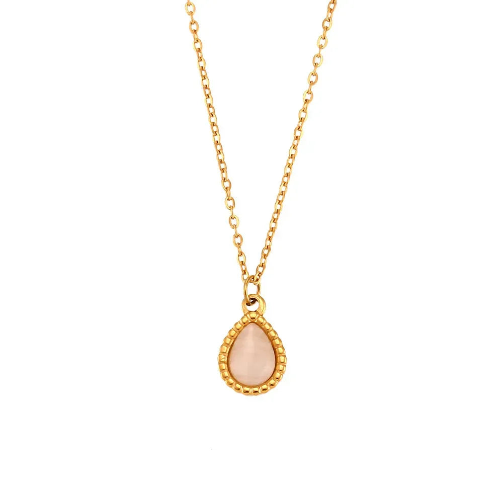 Minimalistic Water Drops Opal Necklace Set - Viexta