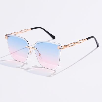 Frameless Trimming Metal Hollow Gradient Sunglasses