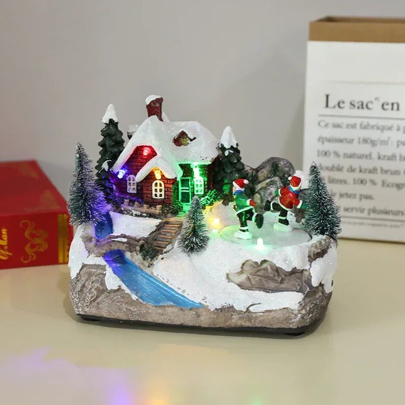 Christmas Rotating Resin Luminous Music Box Ornaments - Viexta