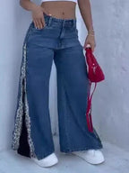 Leopard Print Zip-up Jeans - Viexta