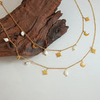 Star Moon Pearl Tassel Necklace - Viexta