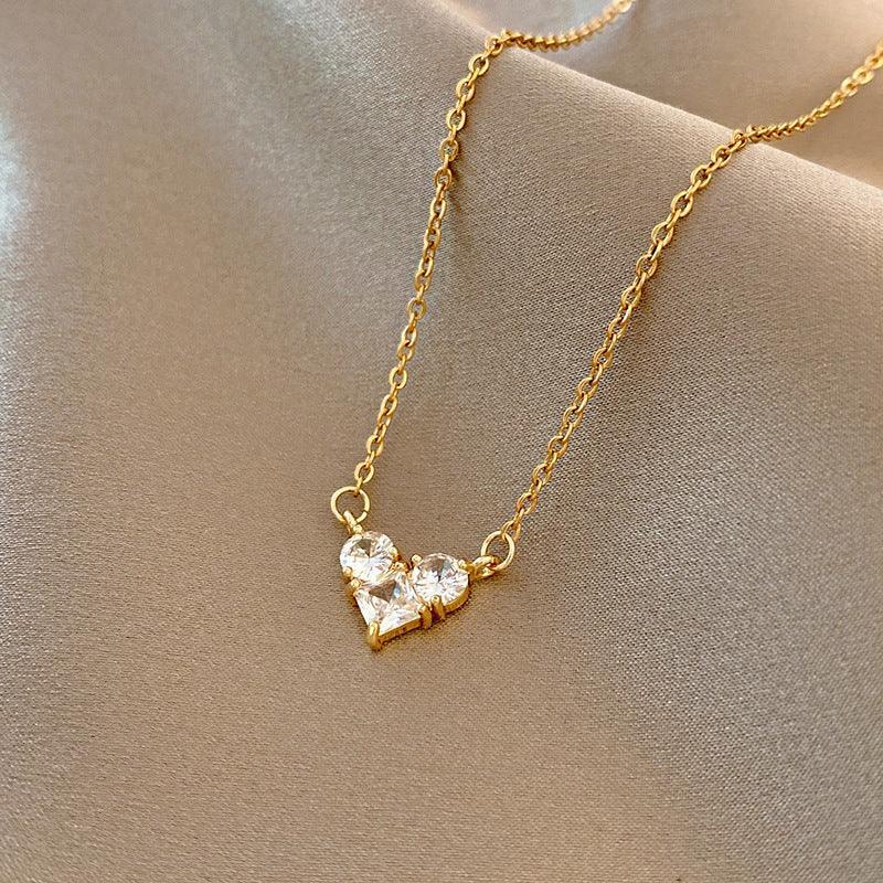 Inlaid Zircon Stainless Steel Combination Necklace - Viexta