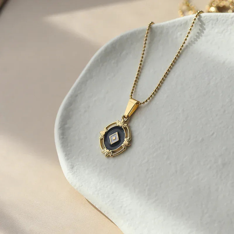 Retro Black Titanium Necklace - Viexta