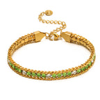 Zircon-studded Chain Pearl Bracelet