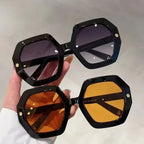Irregular Personality Hexagonal Rivet Sunglasses - Viexta