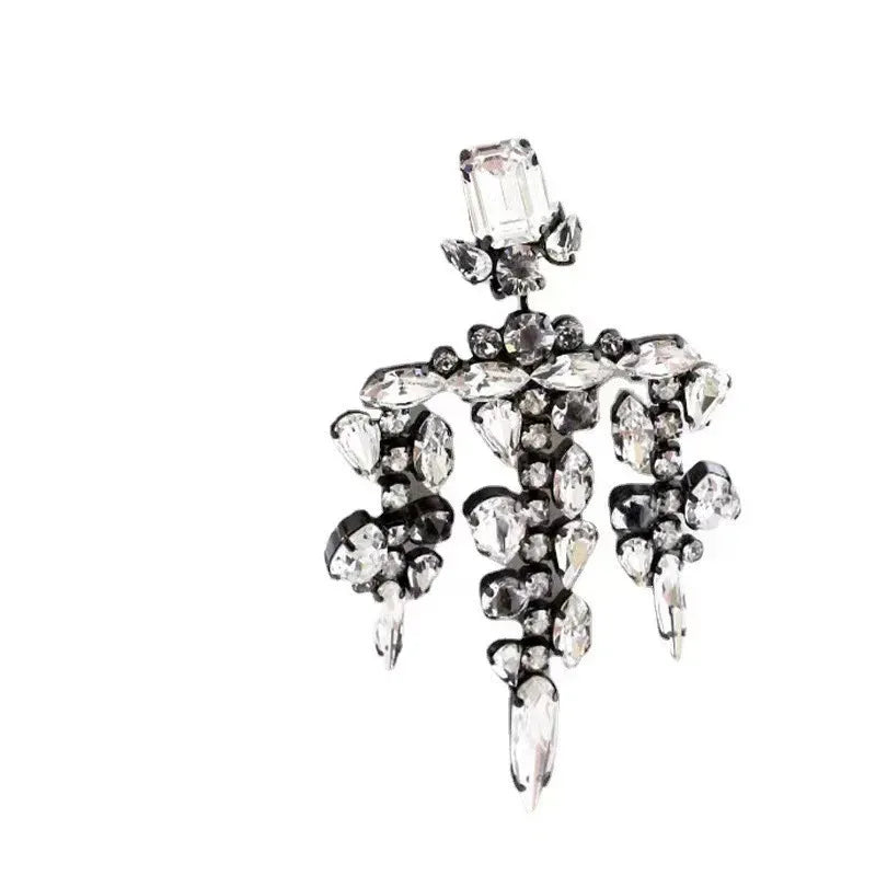 Luxury Sparkling Rhinestone Water Drop Tassel Stud Earrings - Viexta