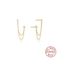 S925 Sterling Silver Tassel Rhinestone Stud Earrings - Viexta