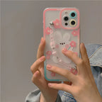 Flower Rabbit Chain Transparent iPhone Case - Viexta