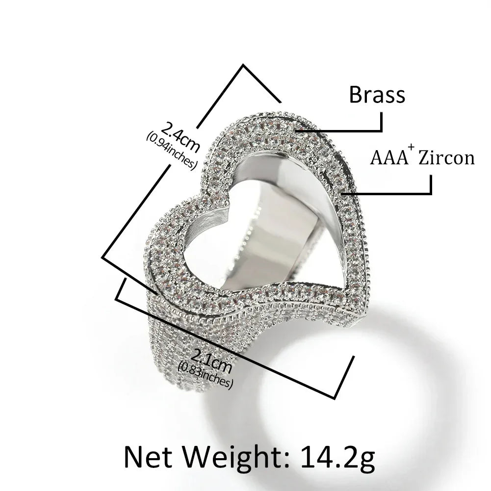 Hollow Heart Zircon Ring - Viexta