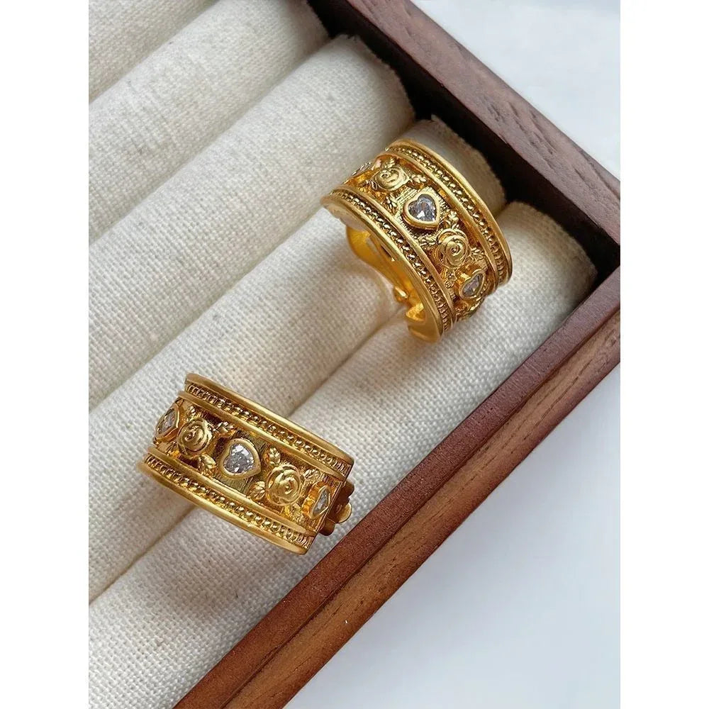 14k Women's Retro Antique Finish Graceful Earrings - Viexta