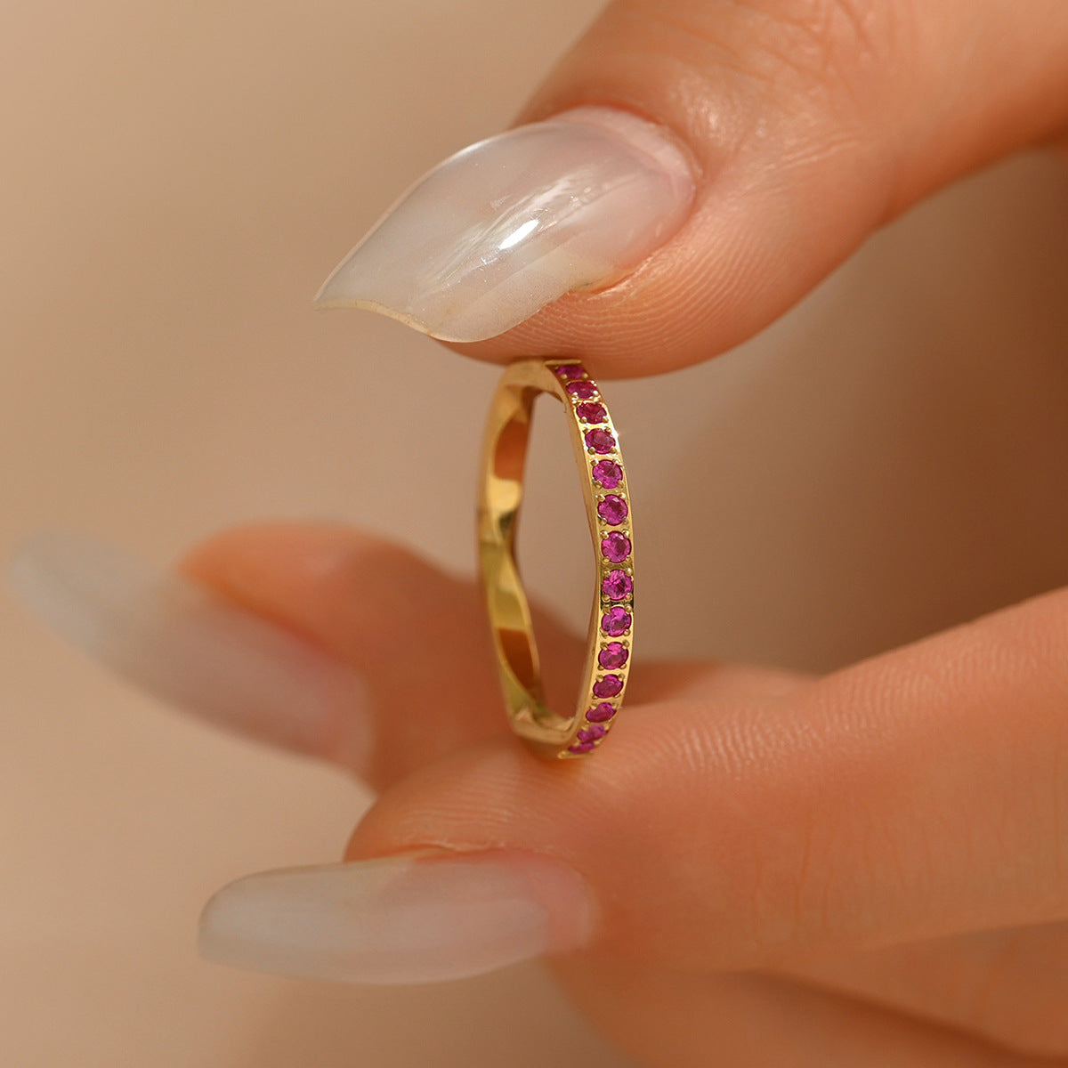 Multicolor Zircon-Inlaid Ring For Women