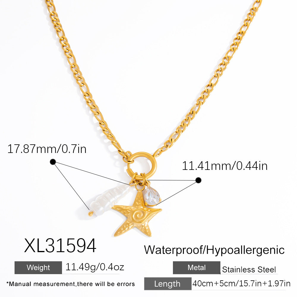 Double-layer Twin Titanium Steel Pendant Clavicle Chain