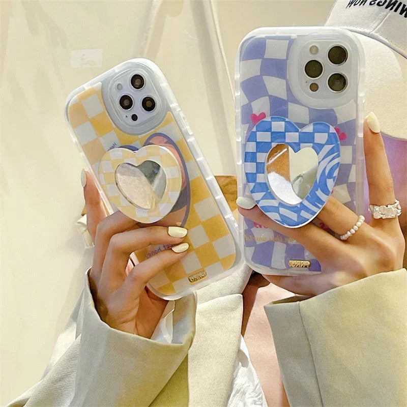Laser Lattice Love Makeup Mirror iPhone Case - Viexta