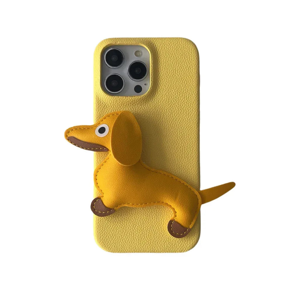three-dimensional-leather-sausage-dog-iphone-case - Viexta