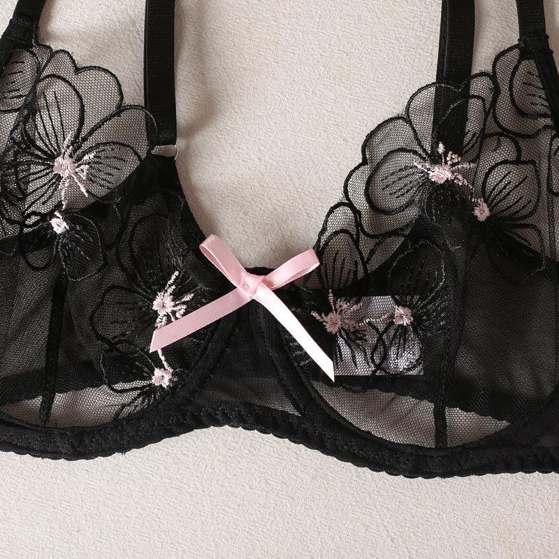 new-fashion-lace-embroidery-sexy-lingerie-three-piece-set - Viexta