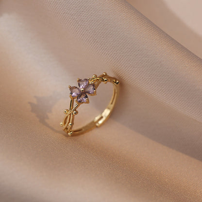 Elegant Literary Purple Zircon petal Ring