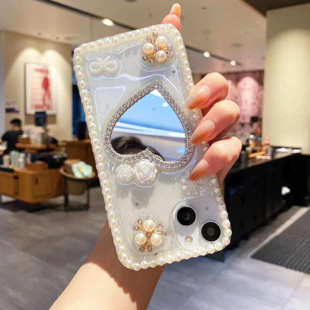 Love Pearl Transparent Mirror iPhone Case - Viexta