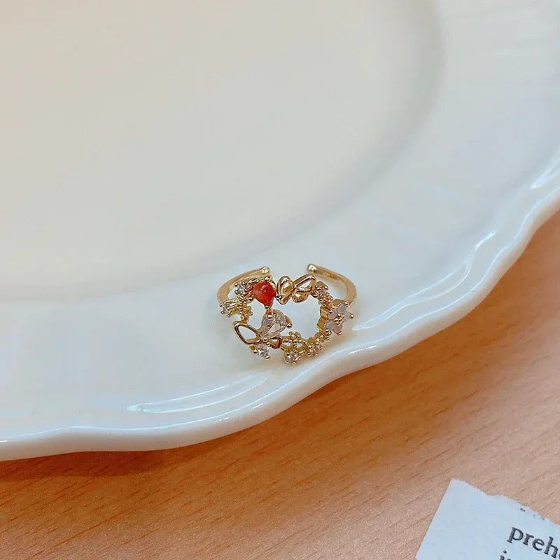 Micro Set Crystal Zircon Pearl Ring - Viexta