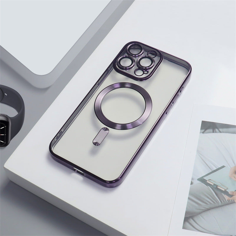 Electroplating CD Pattern Magnetic Suction Lens Protector iPhone case