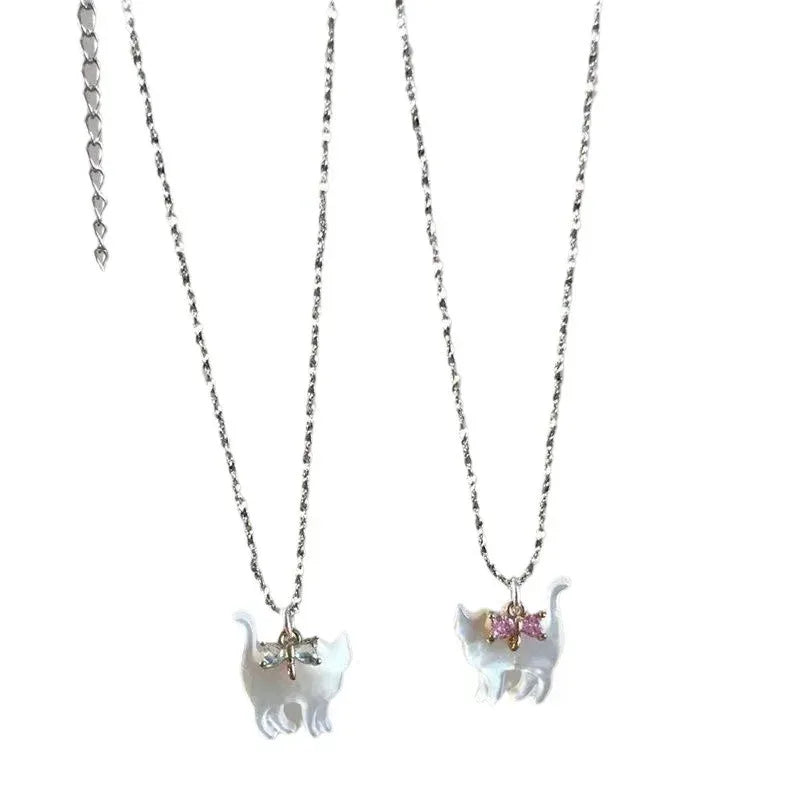 transparent-cat-rhinestone-pendant-necklace - Viexta