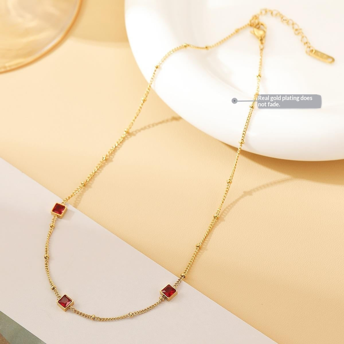 Square-shaped Crafted Versatile Titanium Steel Necklace