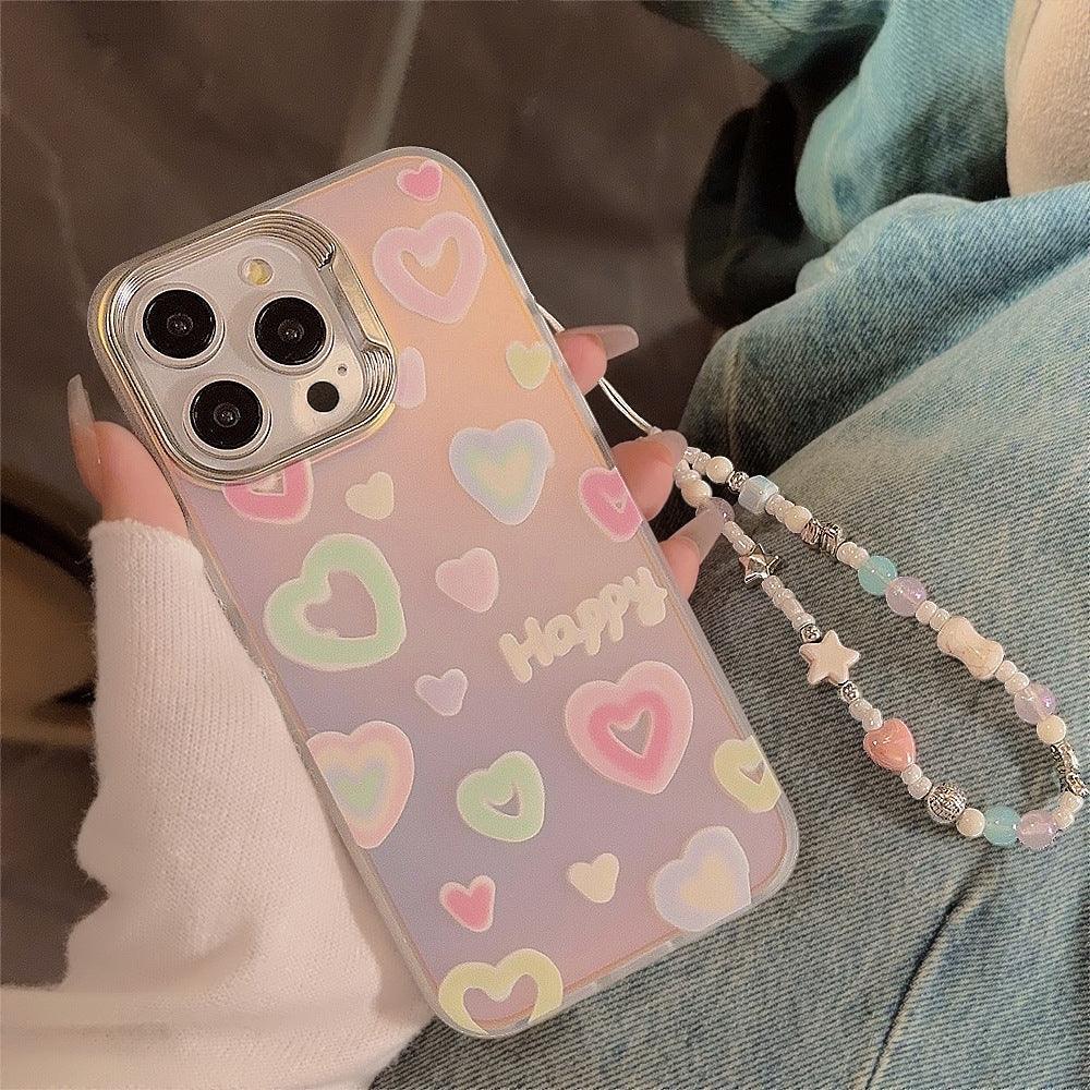 Laser Loving Heart Bracket Silicone iPhone Case - Viexta