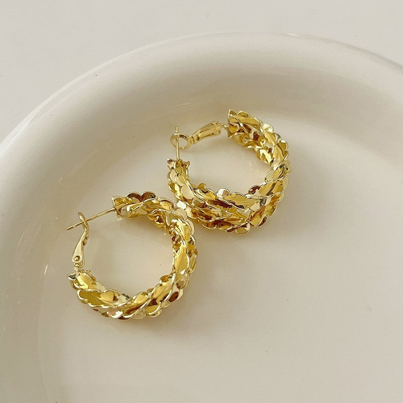 Retro Hong Kong Golden Versatile Earrings