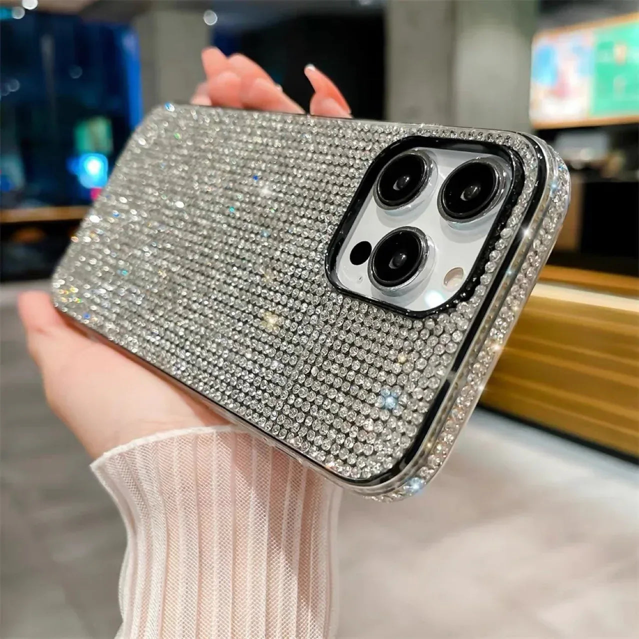 Gradient Edge Diamond Starry Sky Rhinestone iPhone Case - Viexta
