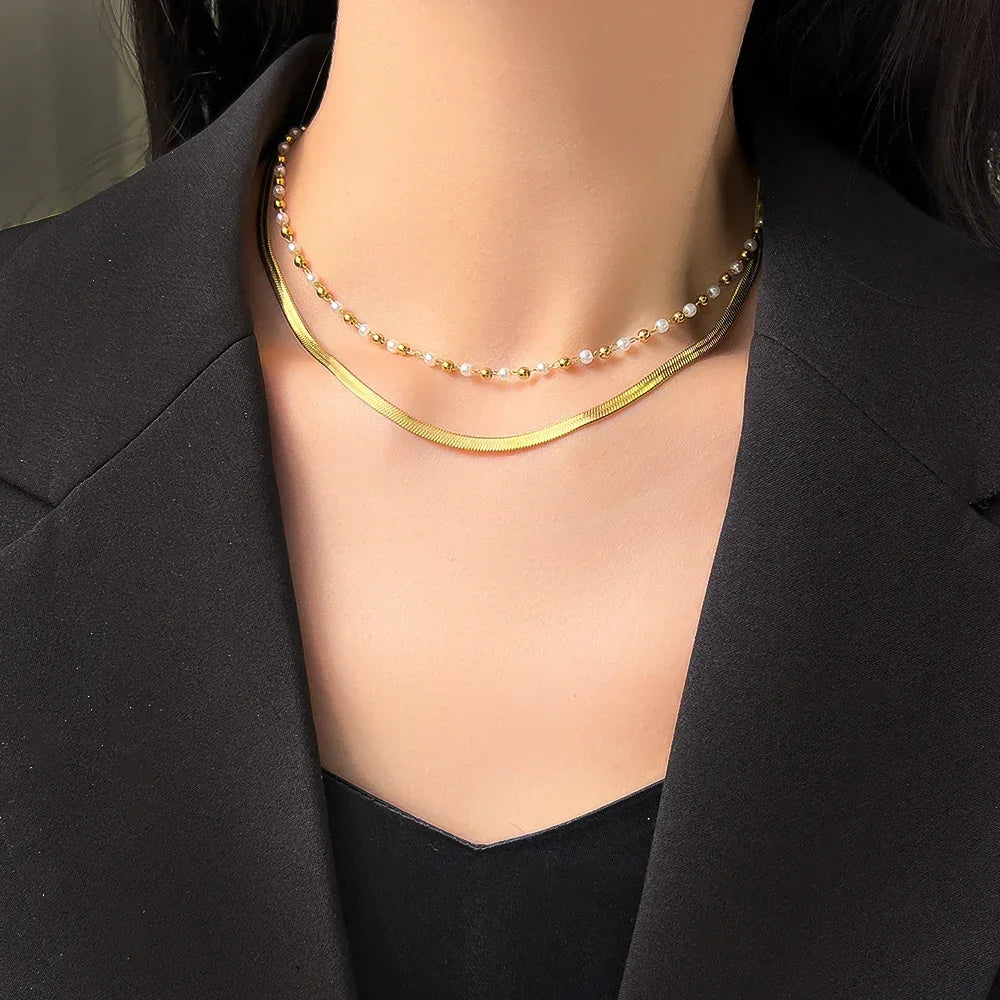 Cuban Thick Double-Layered Clavicle Chain - Viexta