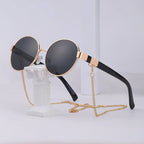 Small Round Frame Sunglasses With Chain - Viexta