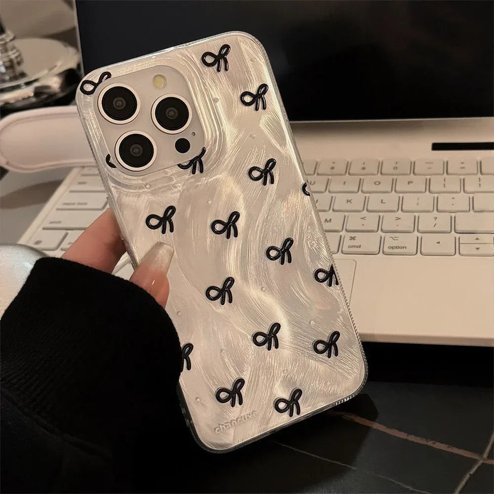 Japanese Feather Yarn Bow Silicone iPhone Case - Viexta