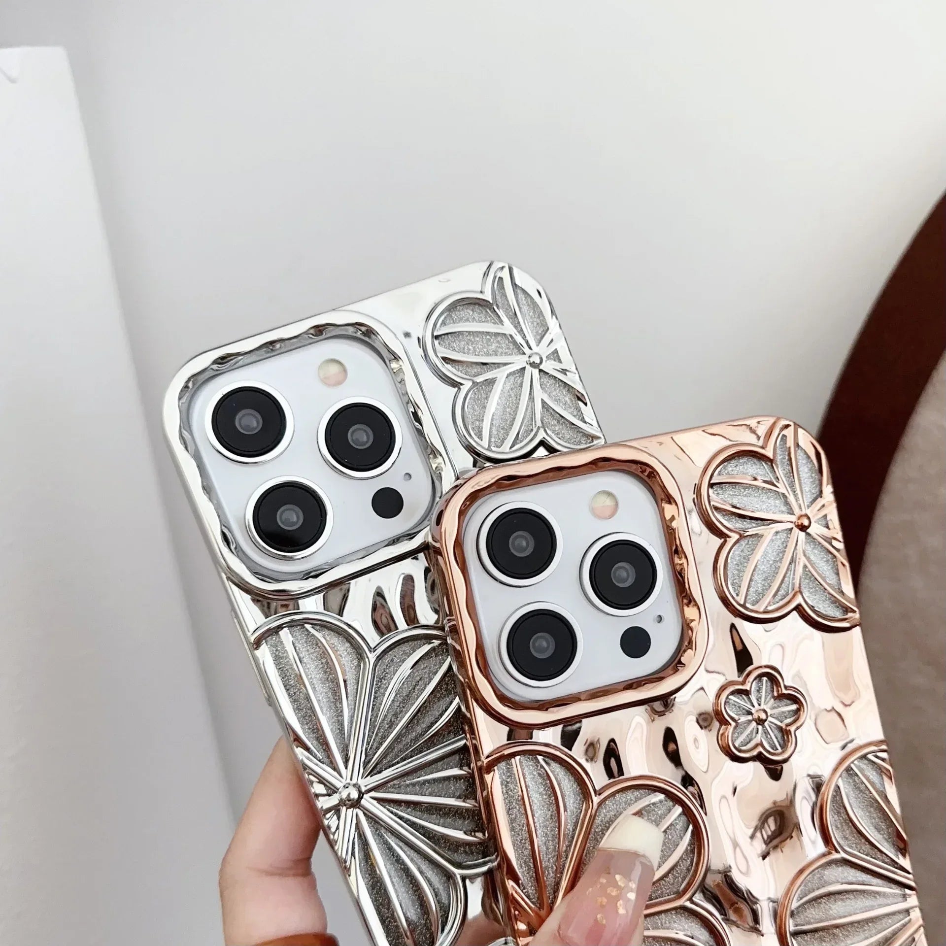 Electroplating Pleated Flower iPhone Case - Viexta