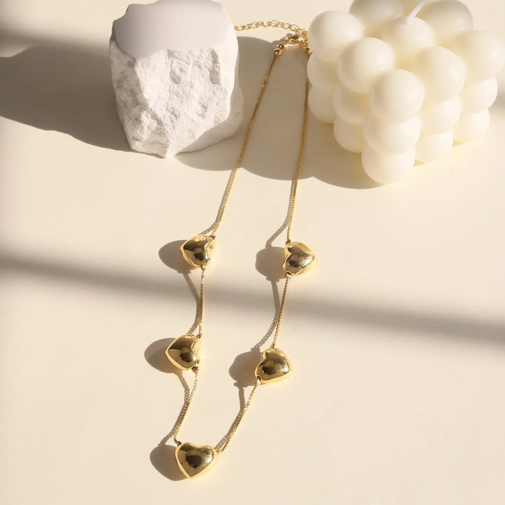 Brass 18K Multiple Heart-shaped Necklace - Viexta