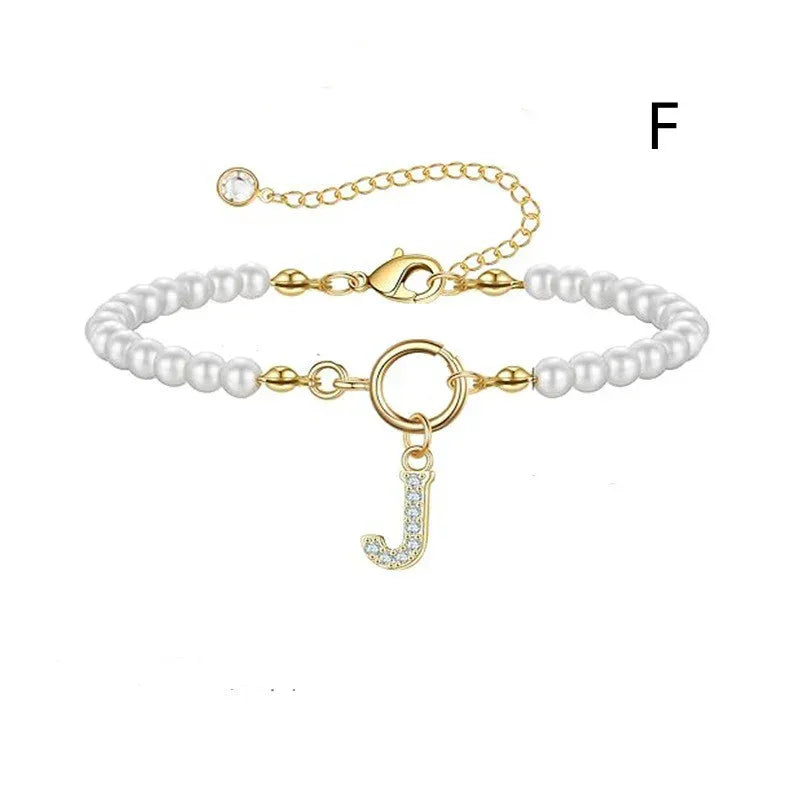 6mm Pearl Bracelet Buckle Letter - Viexta