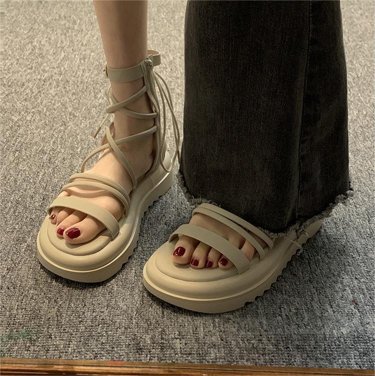 Cross Strap High-top Niche Sandal Boots - Viexta