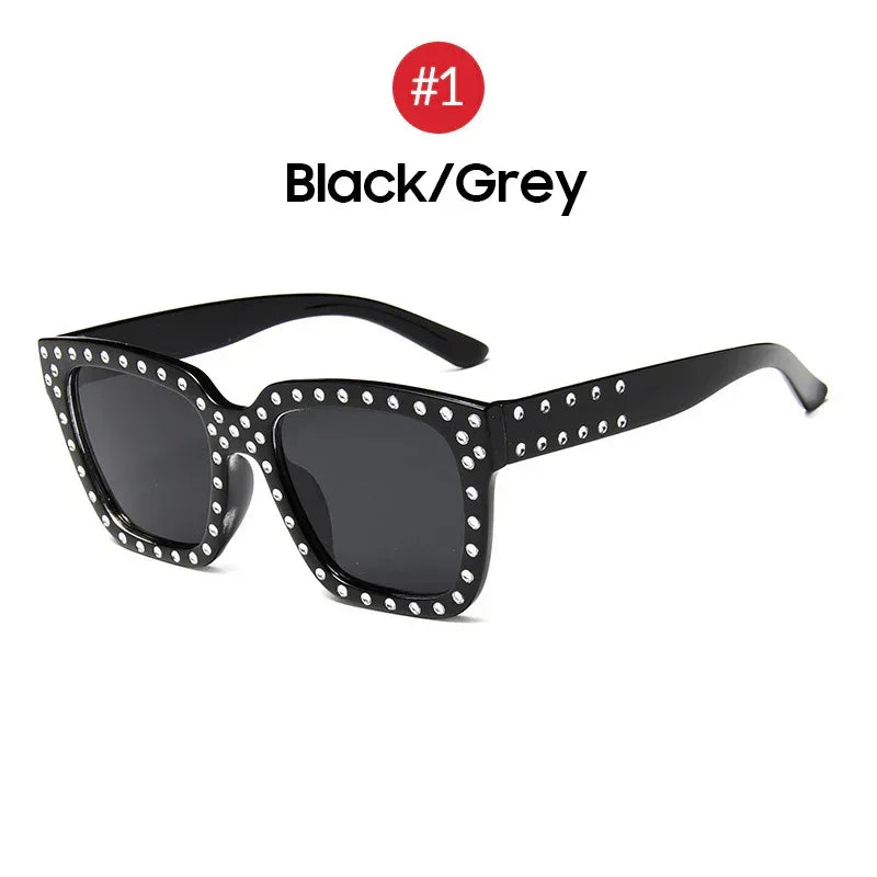 American Trendy Large Frame Rhinestone Sunglasses - Viexta