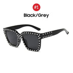 American Trendy Large Frame Rhinestone Sunglasses - Viexta