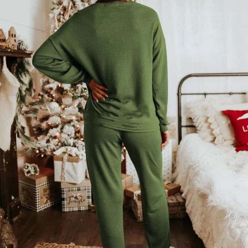 Women's Christmas Sequins Long Sleeve Pants Two-piece Set - Viexta