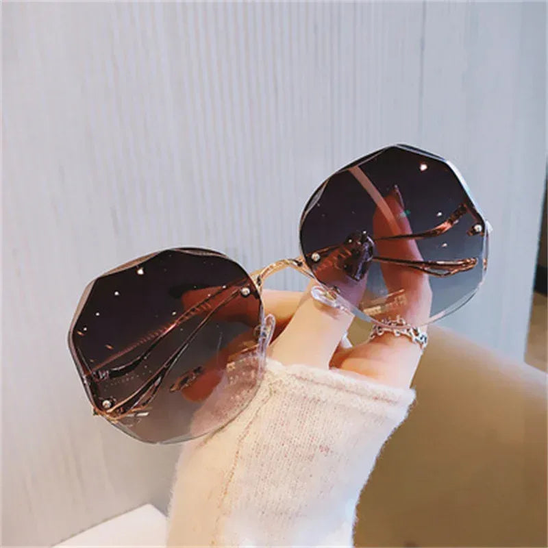 womens-temperament-anti-uv-rimless-glasses - Viexta