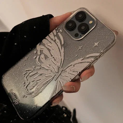 Butterfly-themed iPhone Case With Dreamy Glitter Powder