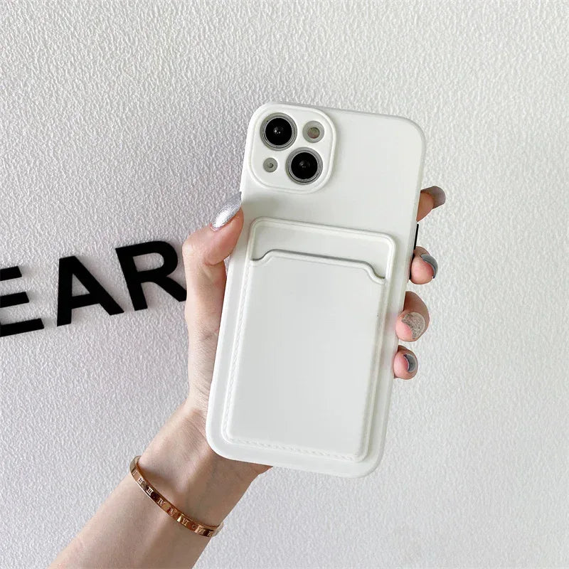 Insert Card Silicone Color Blocking iPhone Cover - Viexta
