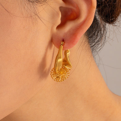 Stainless Steel Pleated Earrings