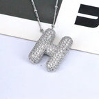 brass-zircon-bubble-letter-pendant-necklace - Viexta