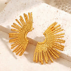 Geometric Round Personalized Hip Hop Gold Plated Earrings - Viexta
