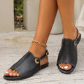 Solid Peep-toe Sandals With Back-srtap - Viexta